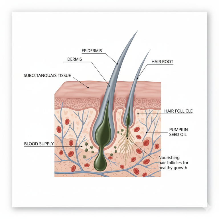 applying pumpkin seed oil to scalp