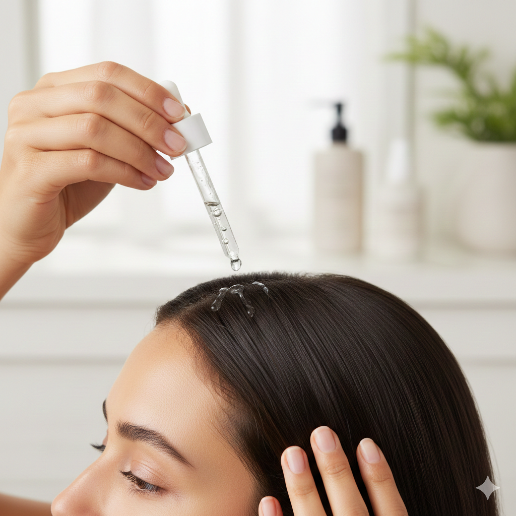 scalp serum applied to healthy scalp